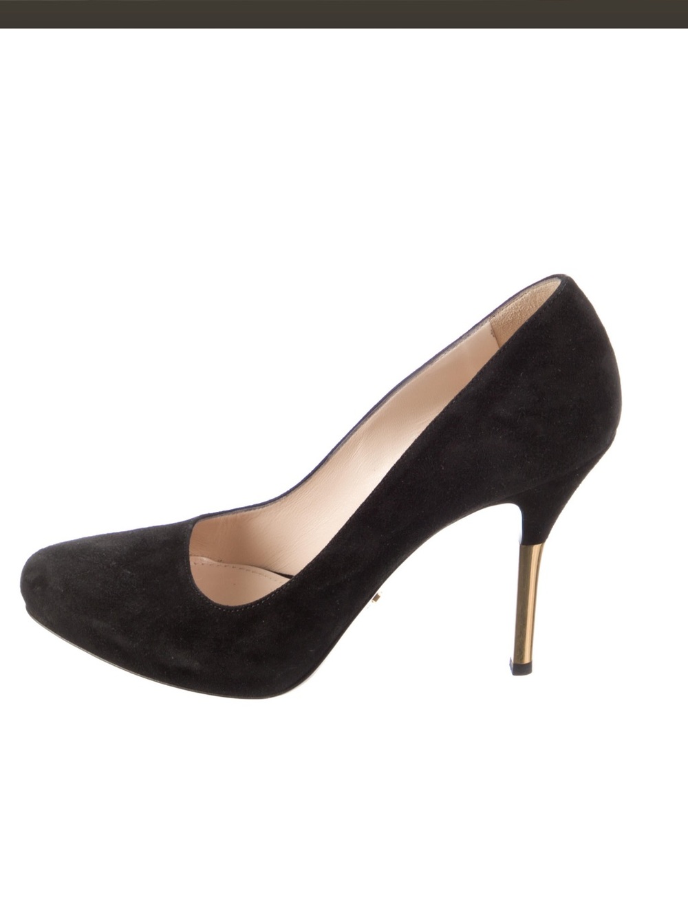 Prada Black Suede Pump with Gold Stiletto. Include box and Dust bag. Gorgeous! - Picture 4 of 5